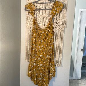 Mossimo Supply Co. Asymmetrical Mustard Floral Dress